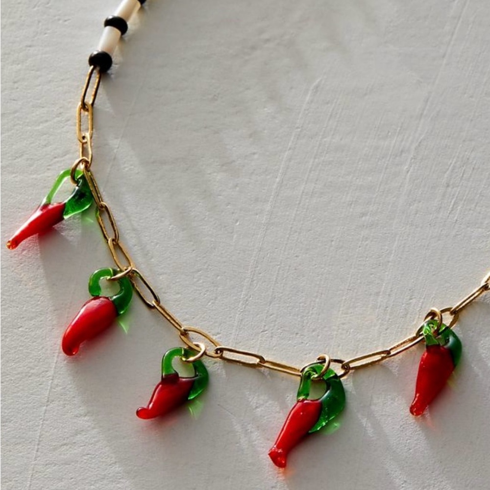 FREE PEOPLE Red Hot Beaded Choker